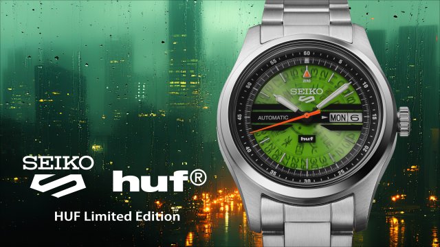 <セイコー 5スポーツ>より、1970年代のセイコーアーカイブから着想した「HUF」とのコラボレーション限定モデルを発売~ SEIKOの名作「タイムソナー」をカスタマイズ