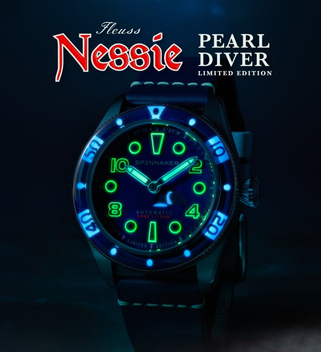 スピニカーののネッシーコラボ時計第二弾「フルース オートマティック ネッシーパールダイバー リミテッド エディション」~世界限定650本の光る“未確認生物”モデル