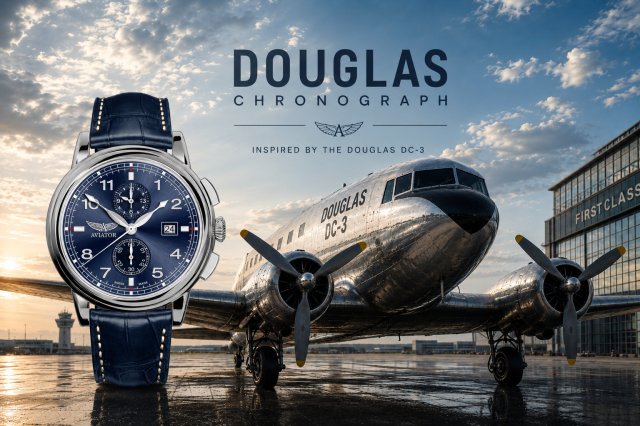 アビエイターが 新作「DOUGLAS CHRONOGRAPH」の日本発売を開始~航空史を現代のスイスメイド・クロノグラフとして再構築