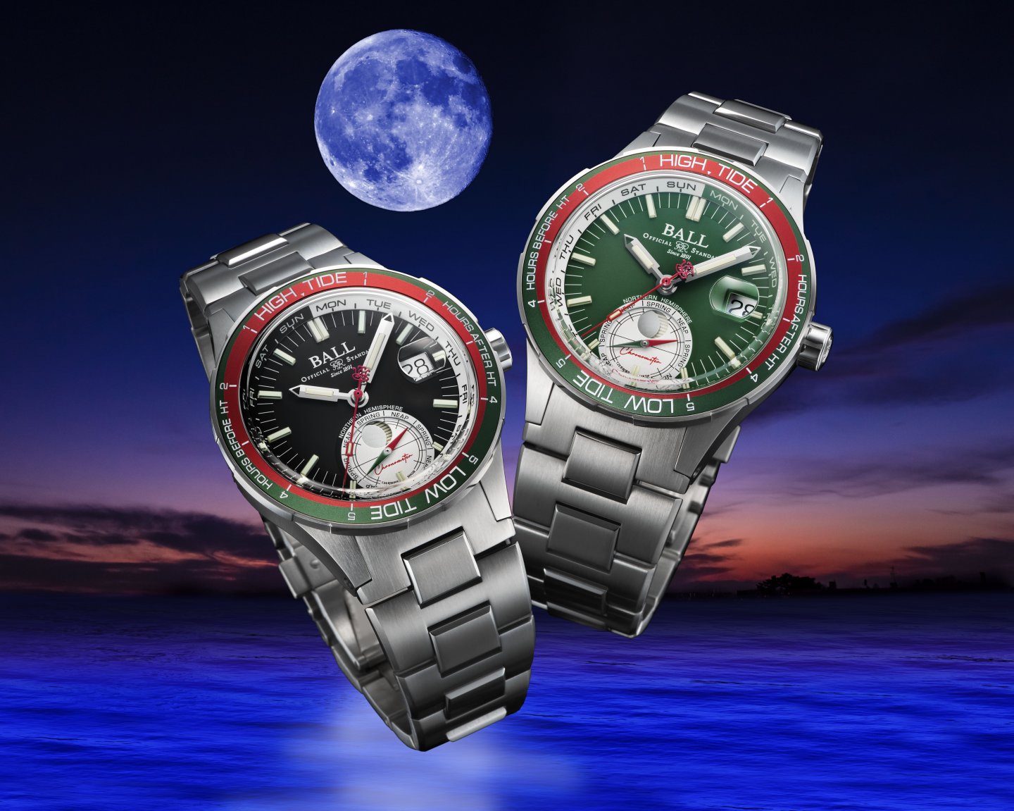 ボール ウォッチの潮汐表示機能を備えた「オーシャン エクスプローラー」に新カラーバリエーション~ブラックもしくはグリーンのダイヤルを備えた限定モデル