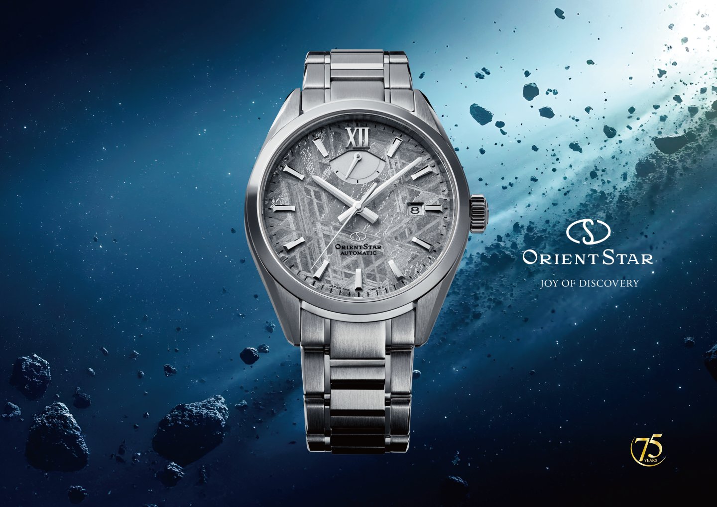 「Orient Star」新作➂ 75周年記念モデル『M34 F8 デイト』～メテオライト文字板を採用した限定モデル