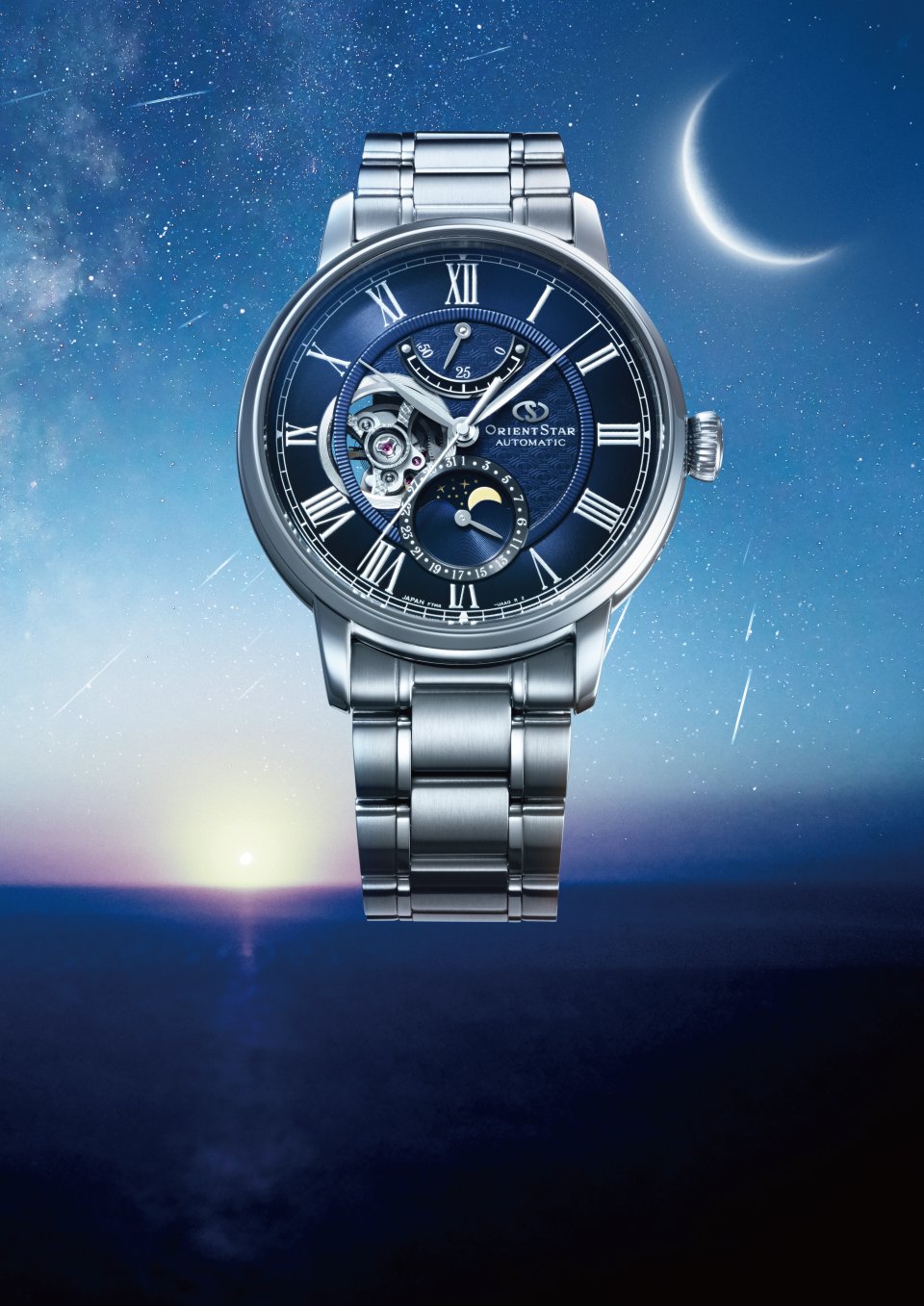 ORIENT STAR 自動巻き腕時計 M45 F7 ネイビー オリエントスターM45 F7 メカニカルムーンフェイズ RK-BT0001S