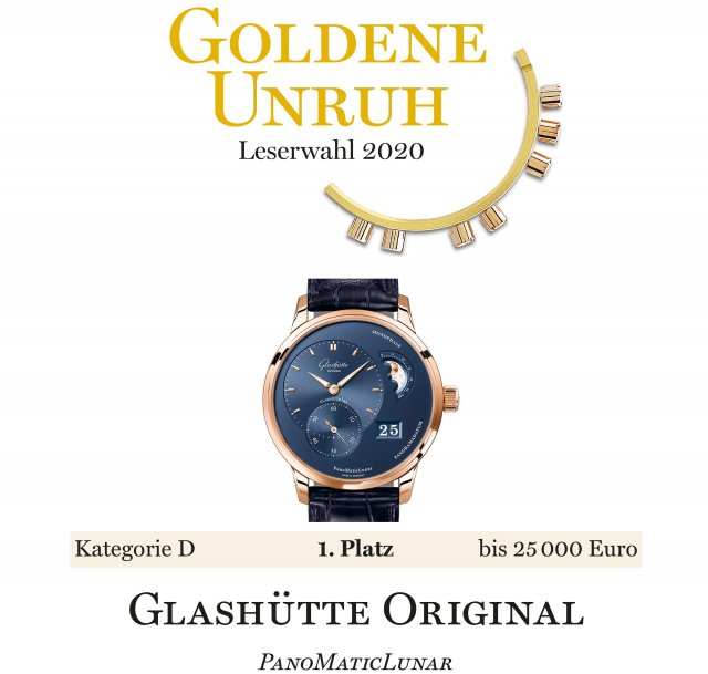 グラスヒュッテ・オリジナルの「パノマティック・ルナ」が  ”ゴールデンバランス” ウォッチアワードの「25,000€以内」のウォッチカテゴリーで優勝