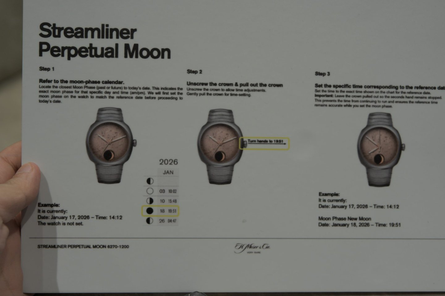 Hモーザー「ストリームライナー・パーペチュアルムーン コンセプト メテオライト」で高精度ムーンフェイズの「合わせ方」を考える