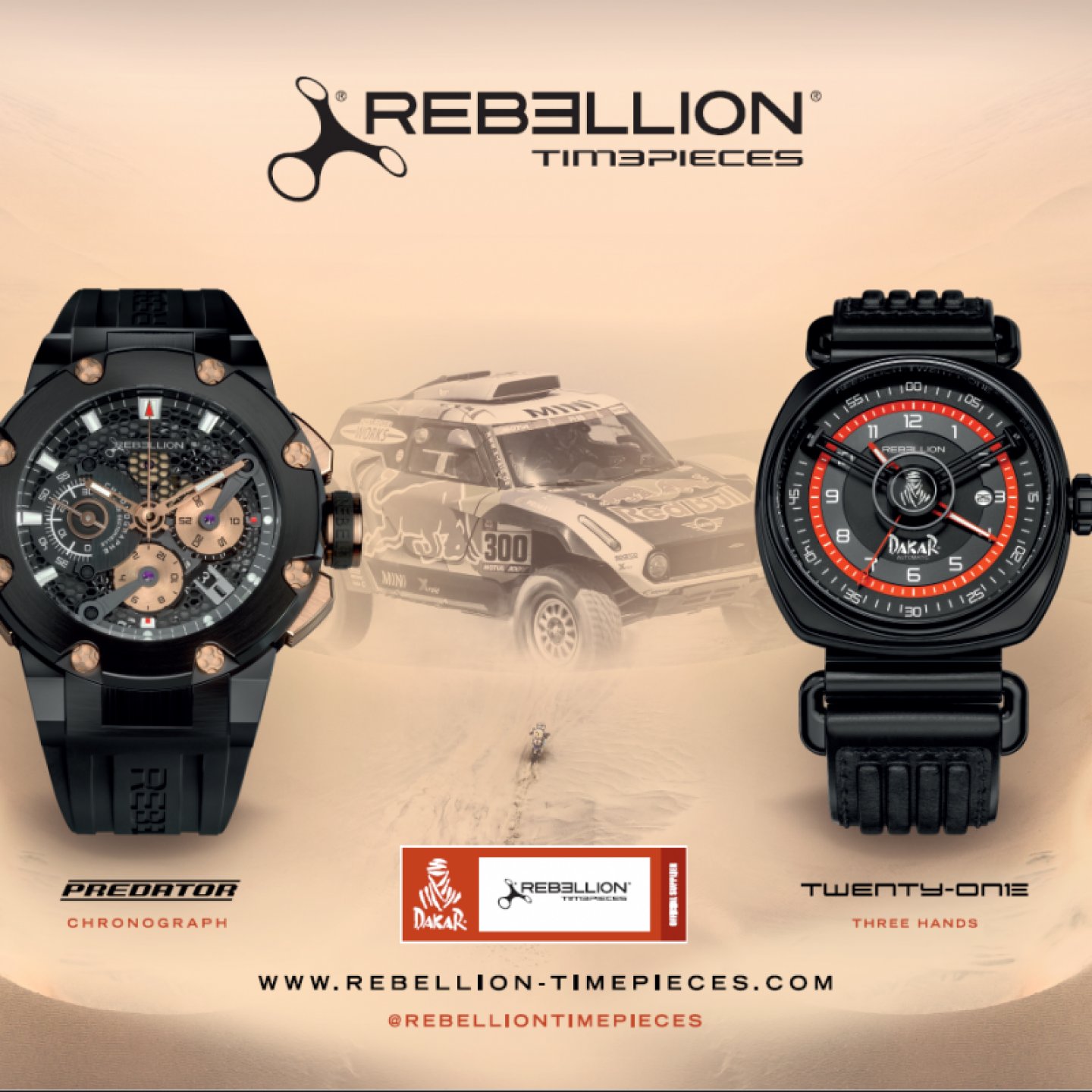 REBELLION（レベリオン）ダカールラリーのオフィシャル・タイムキーパーとして、初の中東開催の第42回大会にあわせた20本限定の特別モデルを発表