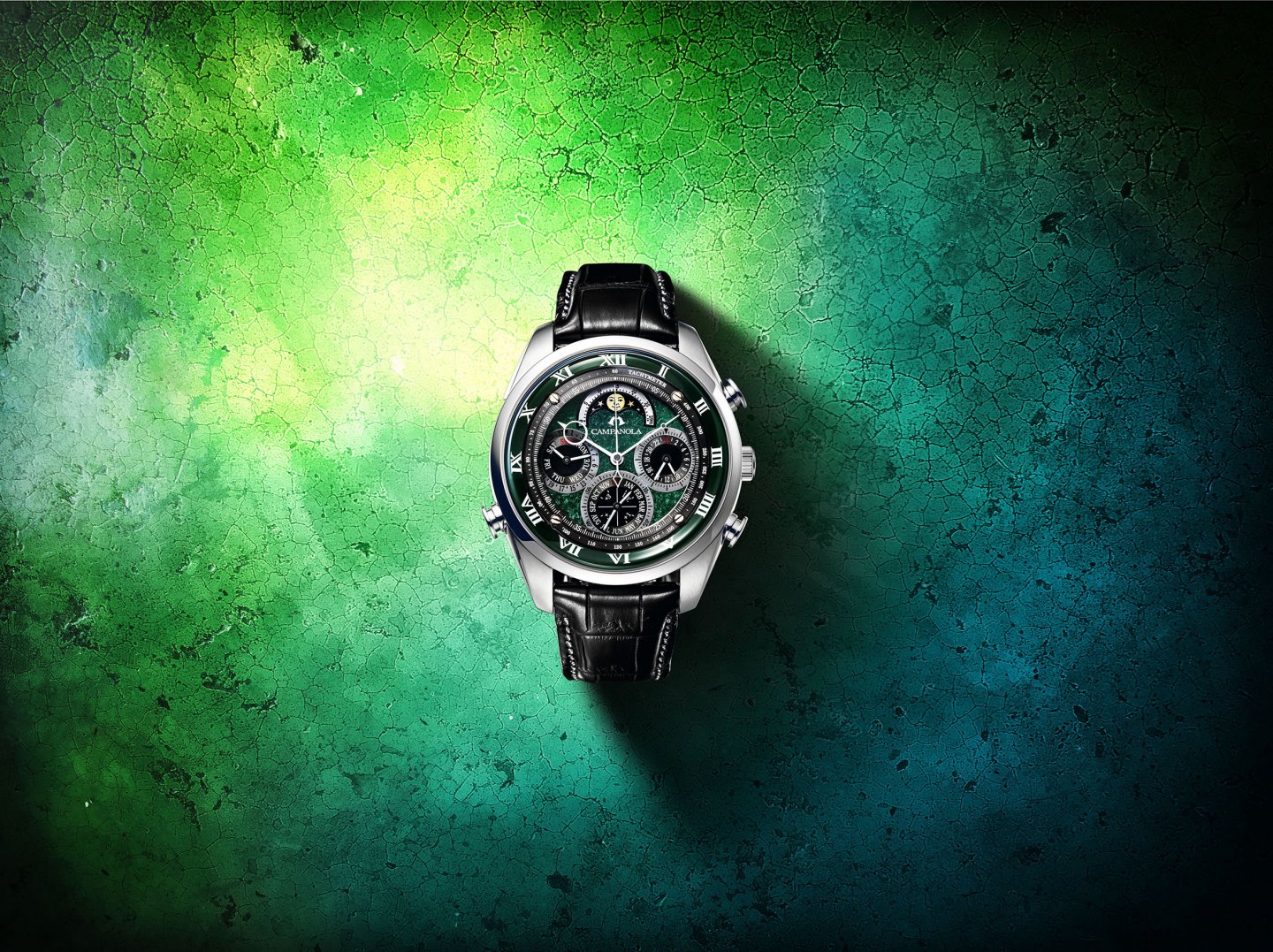 シチズンから 時を愉しむための時計ブランド『カンパノラ』の、緑の漆文字板が美しいグランドコンプリケーションモデル「織部」発表！