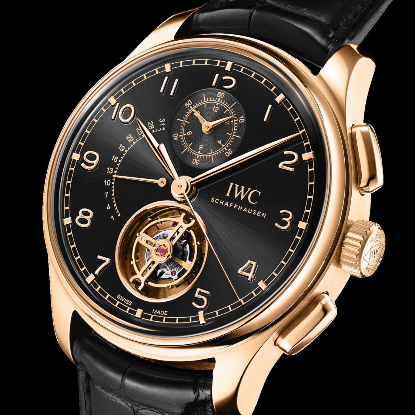 IWCより「ポルトギーゼ・トゥールビヨン・レトログラード・クロノグラフ」が登場～オブシディアンカラーの文字盤を備えた18CT ARMOR GOLD®ケース・モデル