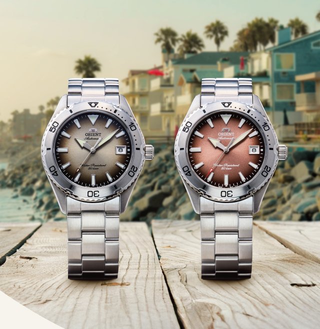 『オリエントマコ40』シリーズに グラデーションカラー文字板採用の新作～20気圧防水を確保するケース