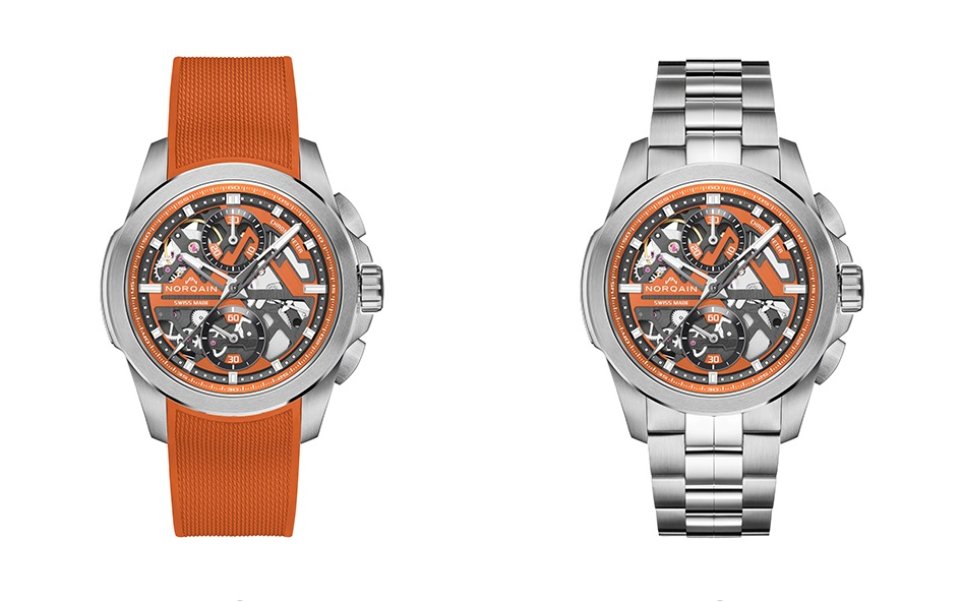 チャメロプス ボルケーノ ノルケイン「Independence Skeleton Chrono 42mm」に 鮮烈なオレンジを