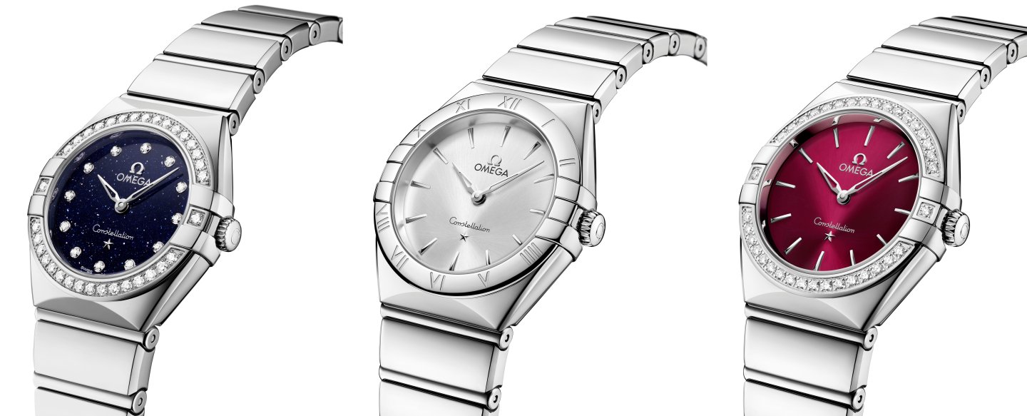 オメガからフル ポリッシュ仕上げのステンレススティール製ケースとブレスレットを合わせた新作「コンステレーション」～25mmと28mmサイズの全8種類で展開
