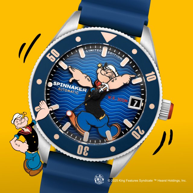 『SPINNAKER（スピニカー）』からポパイとのコラボ第2弾～スーパードームのバブルレンズ時計にポパイの”剛腕”が